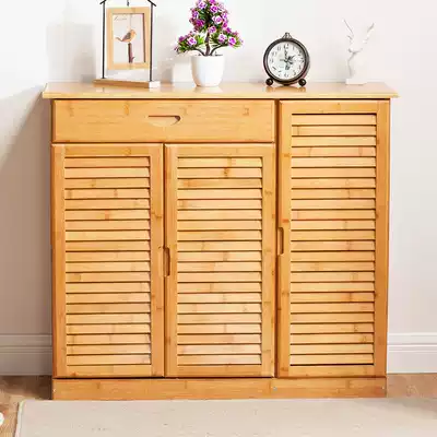 Shoe cabinet simple economical space-saving household solid wood multi-layer bamboo shoe rack simple modern doorway shoe cabinet storage