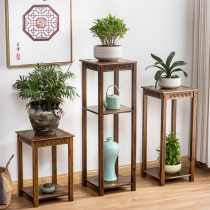 Chinese flower shelf shelf pot shelf living room green flower shelf indoor floor solid wood flower table retro flower bamboo