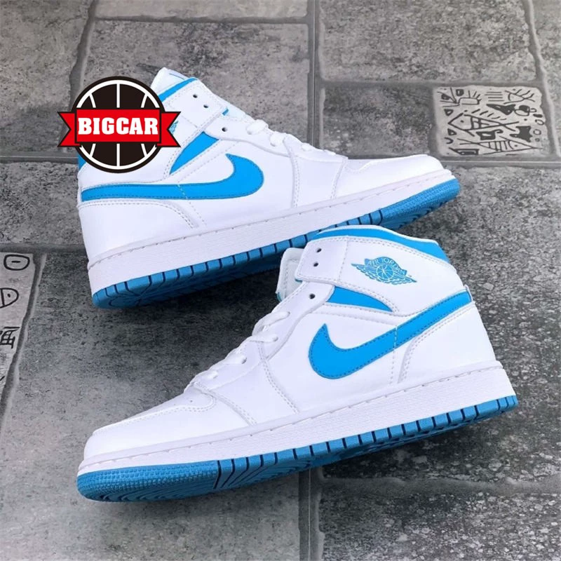 Giày bóng rổ Air Jordan 1 MID AJ1 North Carolina Blue White Blue Blue BQ6472-114 - Giày bóng rổ