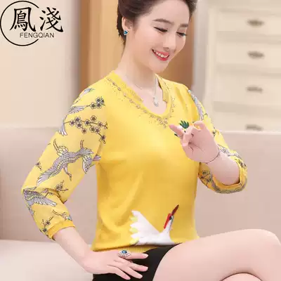 New middle-aged women's half-sleeve mother's clothing spring and autumn base chiffon top middle-aged summer long sleeve clothes