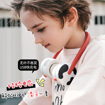 zoyzoii children without leafy hanging neck fan usb rechargeable portable student head-mounted hanging neck girl male