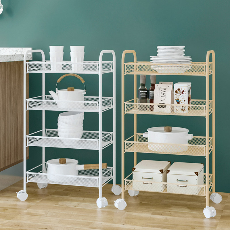 Kitchen mobile trolley rack with wheels floor-to-ceiling multi-storey bedroom living room sundries makeup storage storage rack