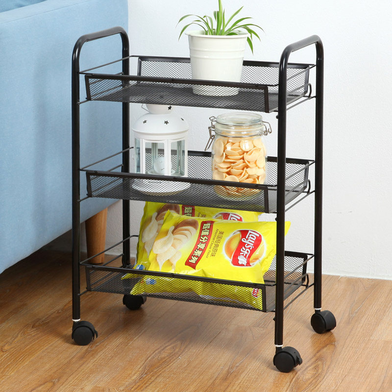 Bedside storage rack movable living room bathroom kitchen trolley floor pulley seam bedroom storage rack