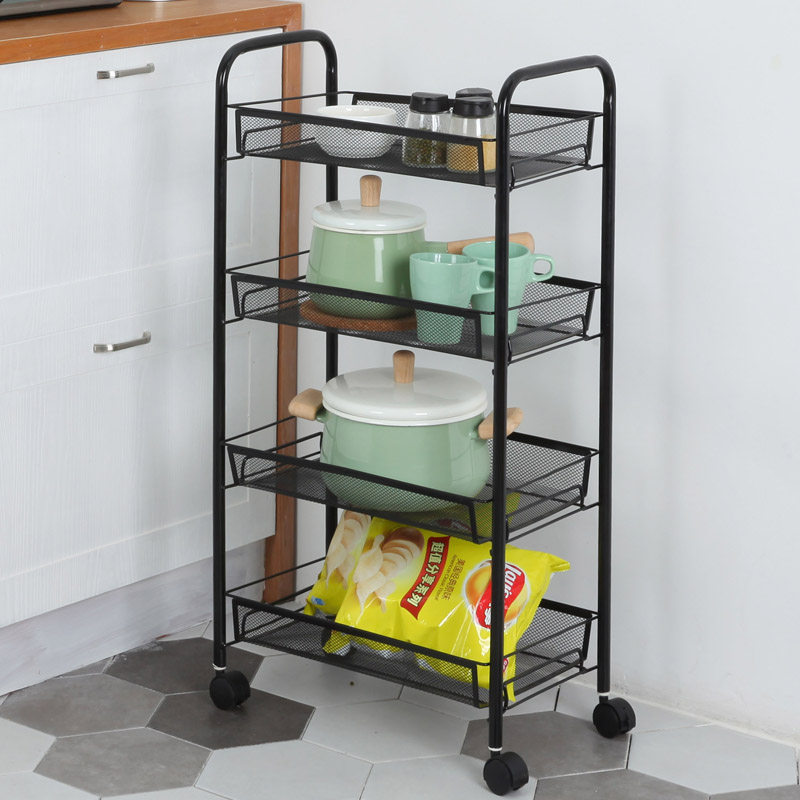 Household kitchen trolley floor bookshelf net celebrity dormitory snack storage artifact bedroom multi-layer storage rack