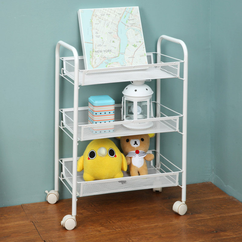 Kitchen trolley rack floor-to-ceiling multi-storey bedroom bathroom removable wheeled storage snack shelf trolley