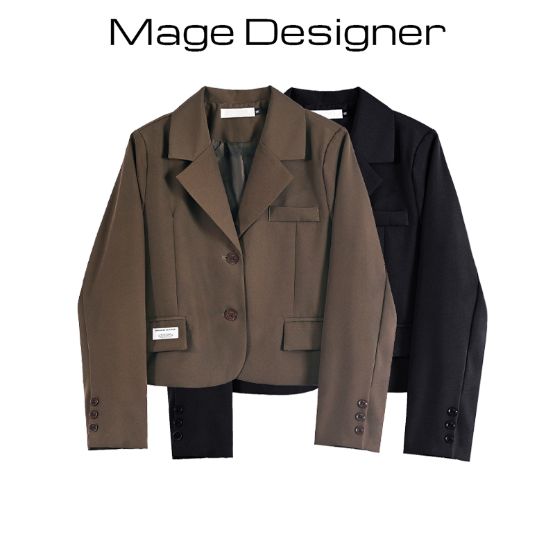 Brown Blazer for Women, Autumn Short Style, High-End Feel, Petite, British Style, Korean Version, Loose Casual Suit Jacket