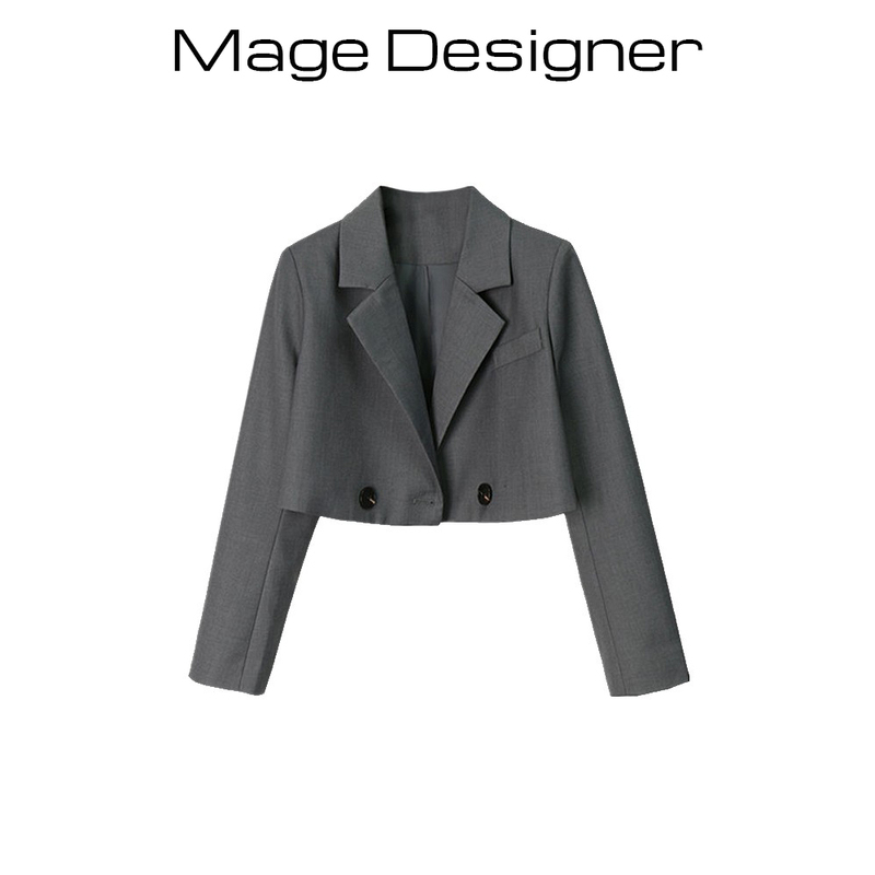 Petite High-Waisted Ultra-Short Lapel Blazer for Women, 2025 Spring and Autumn New Slim-Fit Blazer Top