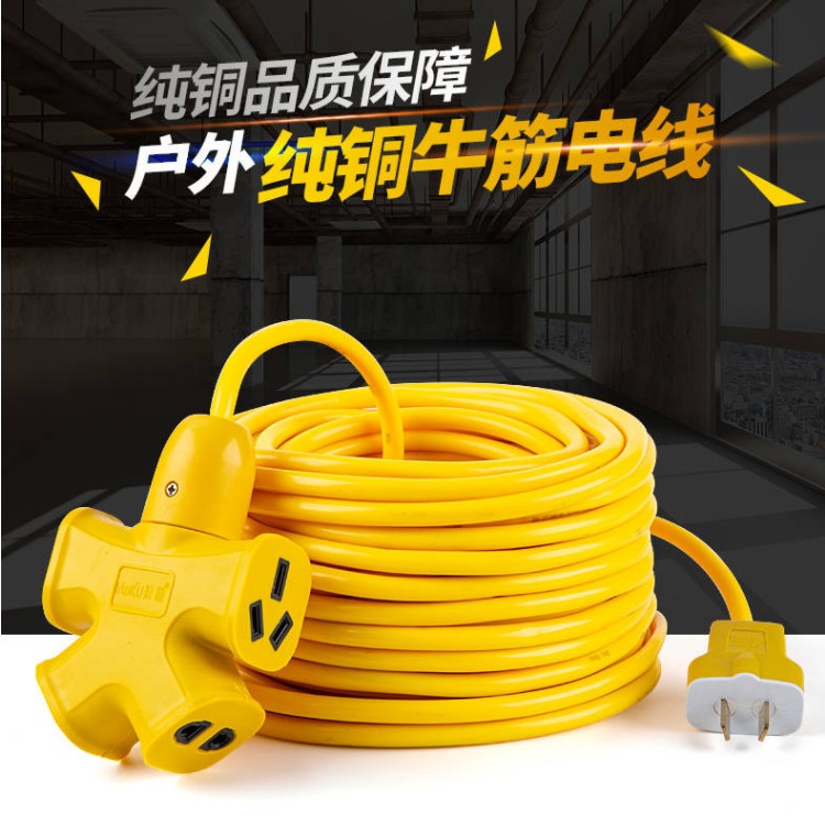 Pure Copper Bull Fascia Waterproof Antifreeze Soft Wire 2 Core 1 5 2 5 4 Squared High Power Inserted Flat Cable Outdoor Extension Cord