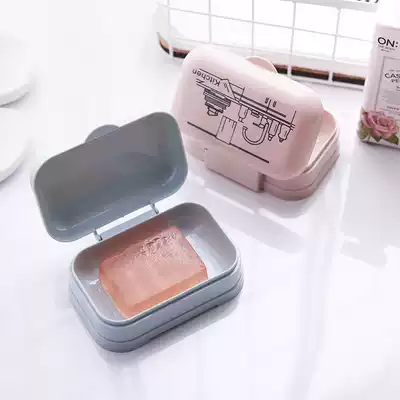 Drain soap box wall hanging soap holder household plastic creative dressing room double soap tray punch-free soap shelf