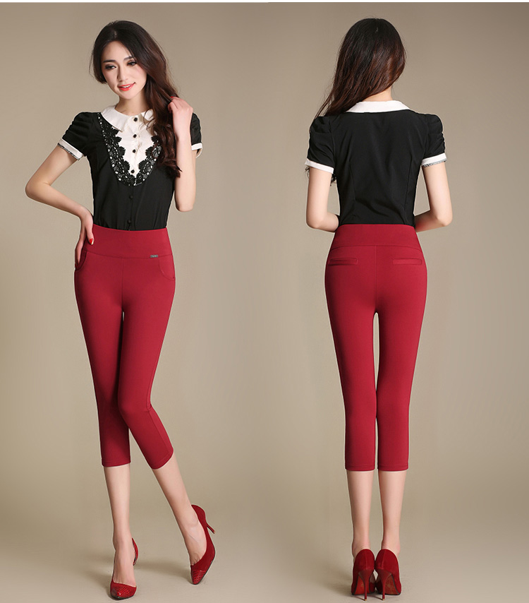 Quần crop top mùa hè Quần legging cạp cao mặc quần mỏng phần thun co giãn 7 điểm nhỏ chân quần cotton quần mẹ - Quần tây thường quần nữ đẹp