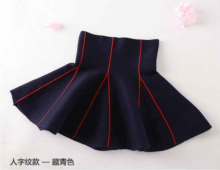 Cô gái cao eo thấp nửa thân váy Trẻ em lớn đan dày váy xếp li bé váy ngắn bé mùa xuân và mùa thu mẫu váy xinh cao cấp cho bé
