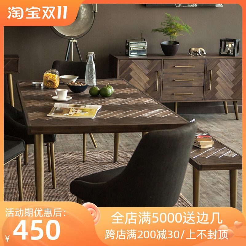 Nordic light luxury solid wood dining table splicing dining table bench bench bed end stool modern minimalist long dining table stool chair combination