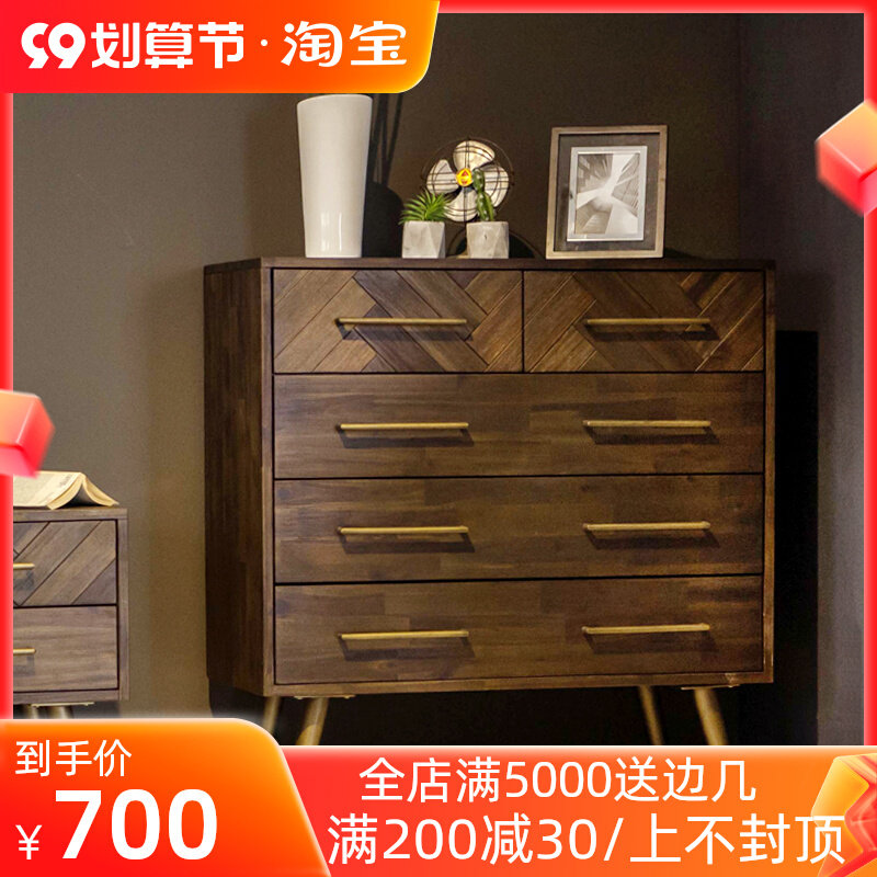 Light luxury solid wood drawer cabinet entrance dining cabinet storage cabinet bookcase Nordic modern bedroom living room with drawer chest of drawers