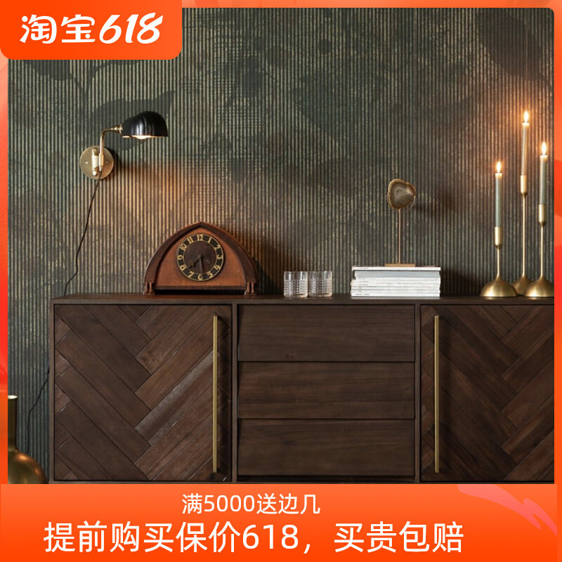 Simple solid wood dining side cabinet storage integral cabinet multifunction dining room kitchen tea water cabinet Nordic Living room Hyun Off to store