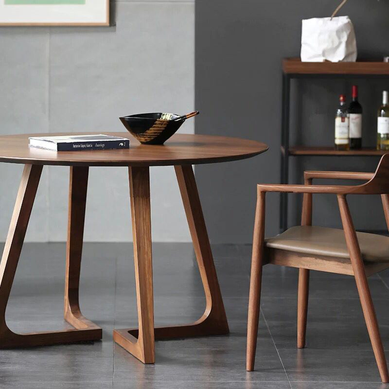 Nordic light luxury solid wood round dining table home small apartment simple modern dining table and chair combination log simple dining table