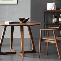 Nordic light luxury solid wood round dining table home small apartment simple modern dining table and chair combination log simple dining table