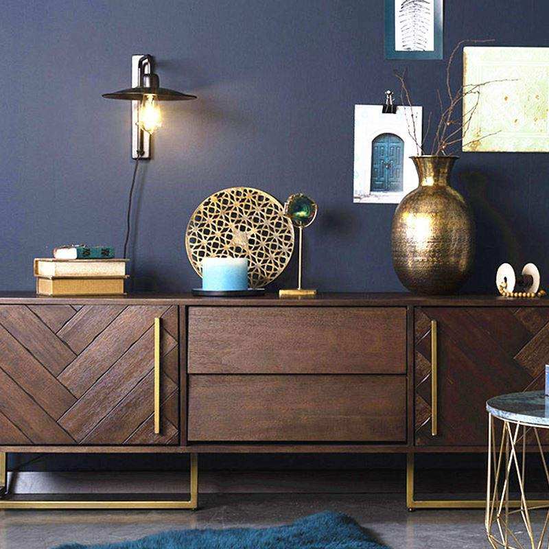 Nordic All-Solid Wood TV Cabinet Tea Combined Modern Simple Light Luxury Household Living Room Multi-Functional Cabinet