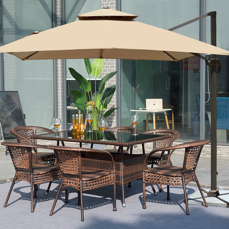 Outdoor table and chair combination outdoor courtyard leisure outdoor terrace small garden waterproof sunscreen rattan chair dining table