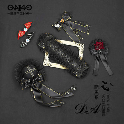 Original design Halloween dark lolita hair accessory, Gothic hair band, devil bat top hat, hair clip, side clip