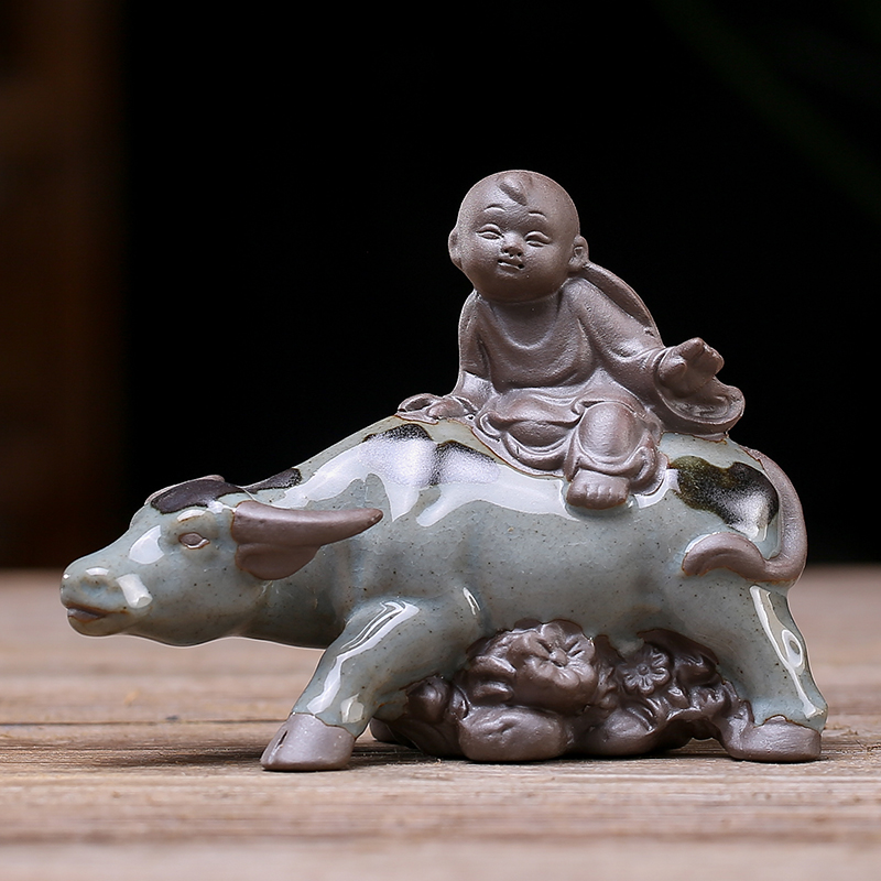 JiaXin creative open piece of cowboy ride cow elder brother up with tea pet furnishing articles furnishing articles study the desktop sitting room adornment ceramics
