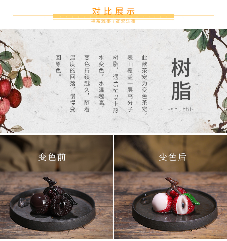 JiaXin tea accessories gifts furnishing articles boutique move can raise creative color litchi pet tea play tea taking