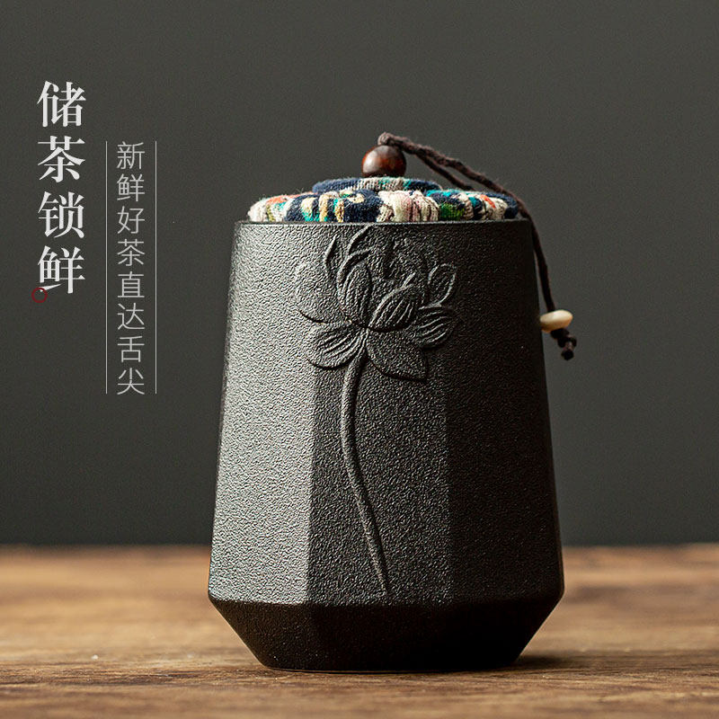 Sealed tea pot ceramic tea box household purple sand jar s size portable tea warehouse jar travel storage jar Pu'er jar