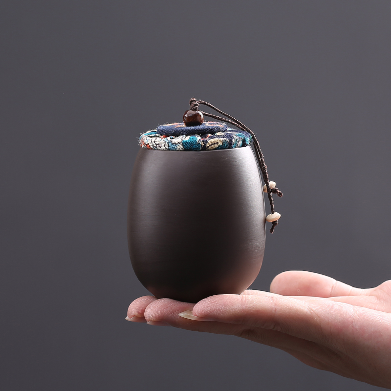 JiaXin violet arenaceous caddy fixings receives the trumpet pu - erh tea with tea box of portable mini storage seal pot home to travel