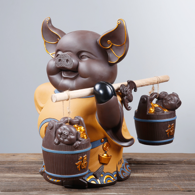 JiaXin manual plutus marshal 】 【 thousand "get lucky pig large furnishing articles and creative boutique violet arenaceous household gifts