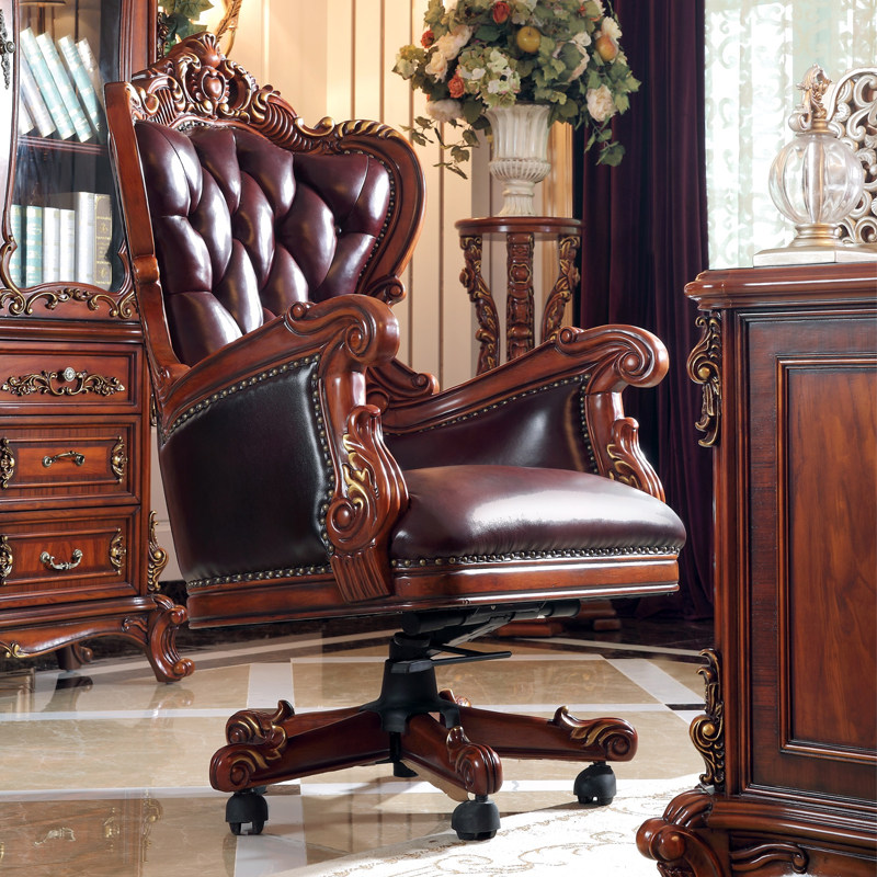 Villa American Large Class Chair Owner Chair Eu Style Extravagant Book Room Swivel Chair For Long Sitting Comfortable Office Computer Chair Large Terrace Number