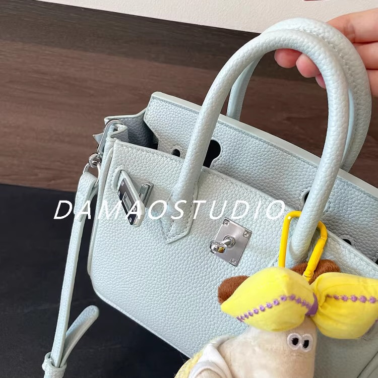 Damaostudio Genuine Leather High-End Platinum Bag Mini Cowhide Kelly Bag Single Shoulder Crossbody Handbag for Women