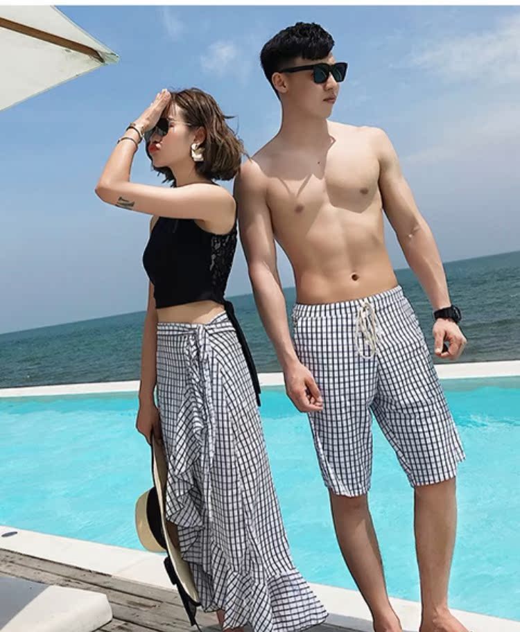 Bộ đồ bơi liền thân 2018 mẫu mới của Hàn Quốc mẫu đôi nữ chia ba mảnh quần lửng nam đi biển mùa xuân nóng bỏng - Vài đồ bơi đồ đi biển cho cặp đôi