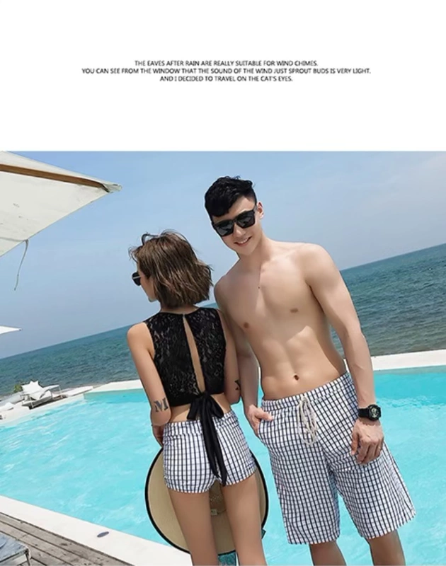 Bộ đồ bơi liền thân 2018 mẫu mới của Hàn Quốc mẫu đôi nữ chia ba mảnh quần lửng nam đi biển mùa xuân nóng bỏng - Vài đồ bơi 	đồ đôi đi biển cặp	