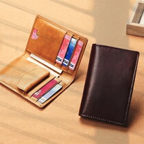 New Head Layer Cow Leather Genuine Leather Card Bag Light Thin Mens Card Clip With Zero Money Key Documents Bag Cutting Wallet