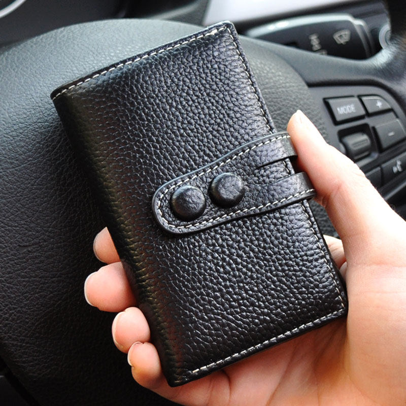 Men's leather card bag wallet key case integrated female two-in-one key wallet key bag three-in-one