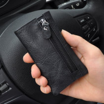Male leather large capacity simple key bag card bag two-in-one key key bag Mini small storage key bag home