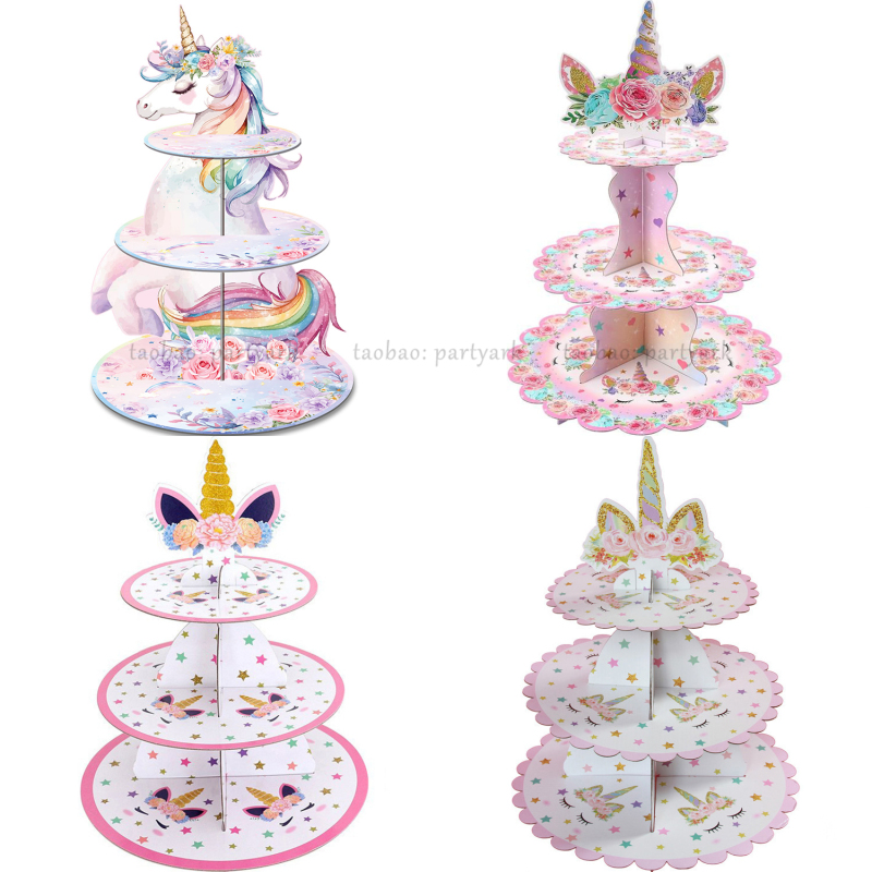 Unicorn Themed Party Cake Display Stand Unicorn Cupcake Stand 3-Tier