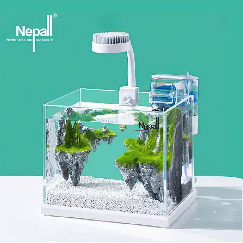 Nepall small fish tank living room small office desktop mini creative home mini grass tank landscaping sky city