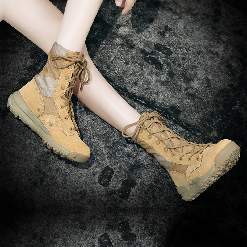 Climbing shoes men's summer waterproof non-slip abrasion resistant outdoor light high cylinder genuine leather breathable ultralight desert hiking shoes