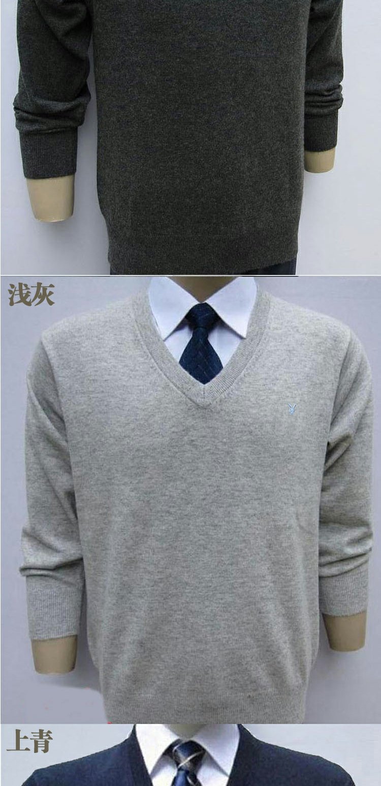 Playboy Winter Áo len nam trung niên dành cho nam Doanh nhân nam màu rắn cổ áo hình trái tim cổ áo cỡ lớn V cổ dày áo gile nam