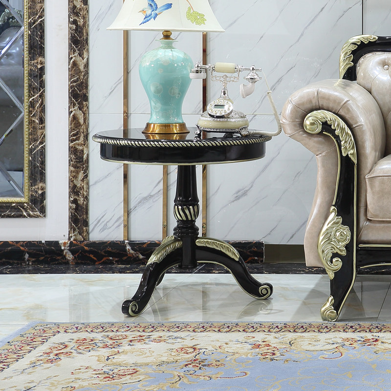 Eurostyle small round a few new classical antique living room solid wood sofa tea table corner a few sides a few talks table coffee table black