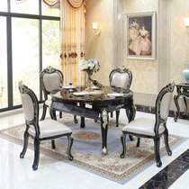 Eurostyle dining table and chairs combined rectangular modern minimalist small household solid wood marble foldable telescopic dining table