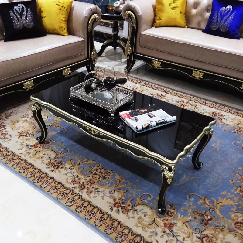 European-style coffee table simple TV cabinet small apartment living room tea table furniture neoclassical 1-2 meters black net red long