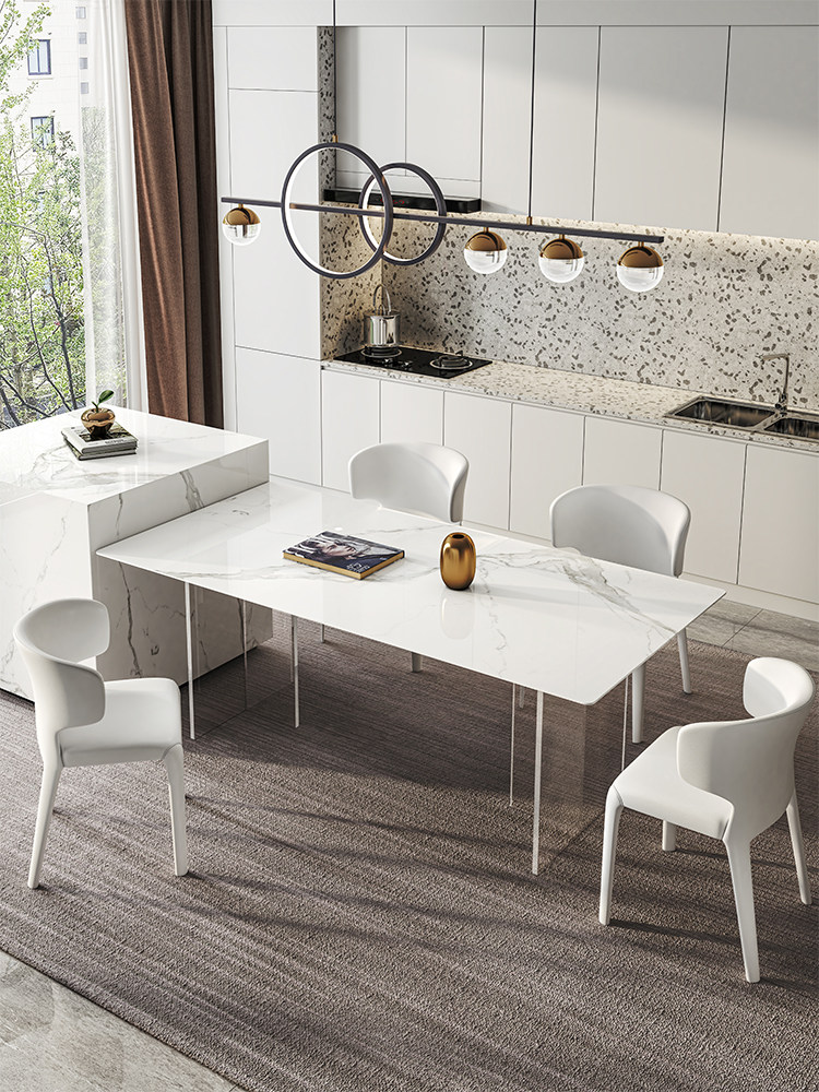 Acrylic slate dining table creative modern light luxury Italian suspended Delifeng dining table and chairs small apartment home dining table