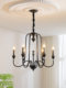 French-Style Crystal Living Room Chandelier, Black High-End Bedroom and Dressing Room Light, American Retro Dining Room Bar Counter Lighting