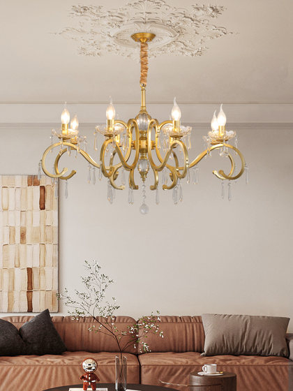 Living Room Crystal Chandelier French Style 2026 New Model Dining Room Lighting Light Luxury American Retro Egyptian Crystal Bedroom Chandelier