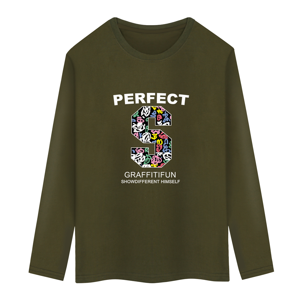 Mùa xuân và mùa thu phân bón XL áo thun nam cổ tròn áo thun dài tay áo sơ mi mới t shirt