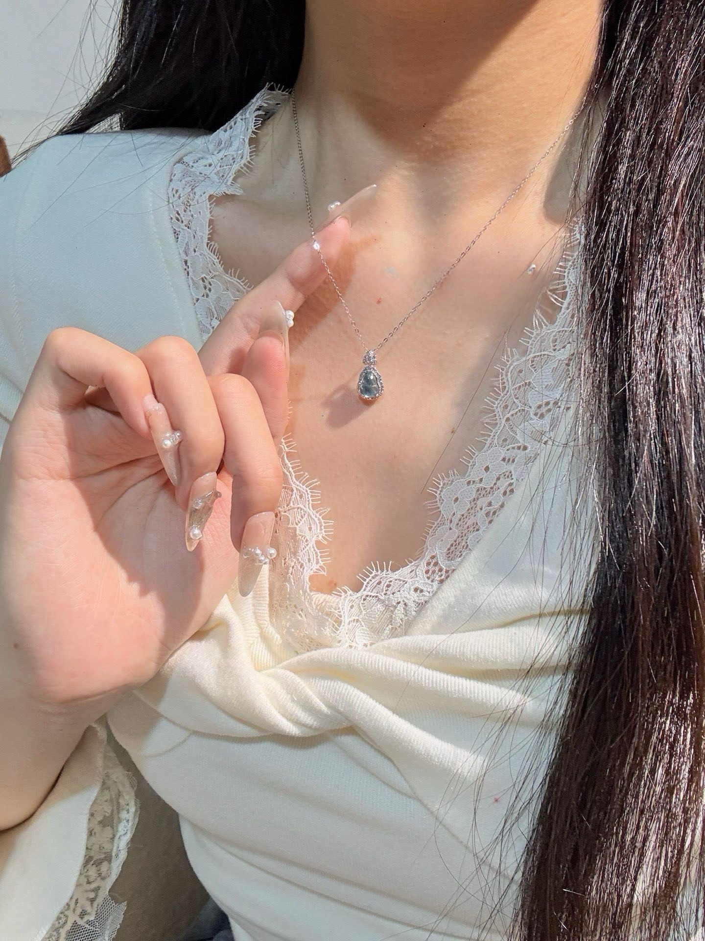 Серебряное ожерелье 纯银项链女轻奢小众设计感锁骨链2025新款爆款高级感颈链她屿 0001