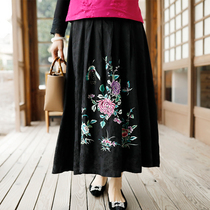 PCY888 autumn and winter New Mandala jacquard cotton linen embroidered skirt embroidered skirt Republic of China embroidered tube skirt