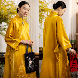 GD612丨Noble Emperor Yellow丨Xia Zi ເຄື່ອງນຸ່ງວັດຖຸບູຮານ embroidered robe retro ແບບຈີນ embroidered ເປືອກຫຸ້ມນອກຂະຫນາດນ້ອຍແລະເສື້ອສໍາລັບແມ່ຍິງ