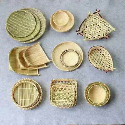 Product shelf bamboo basket handmade bamboo woven flower basket large decoration Pastoral storage household tray kitchen plate